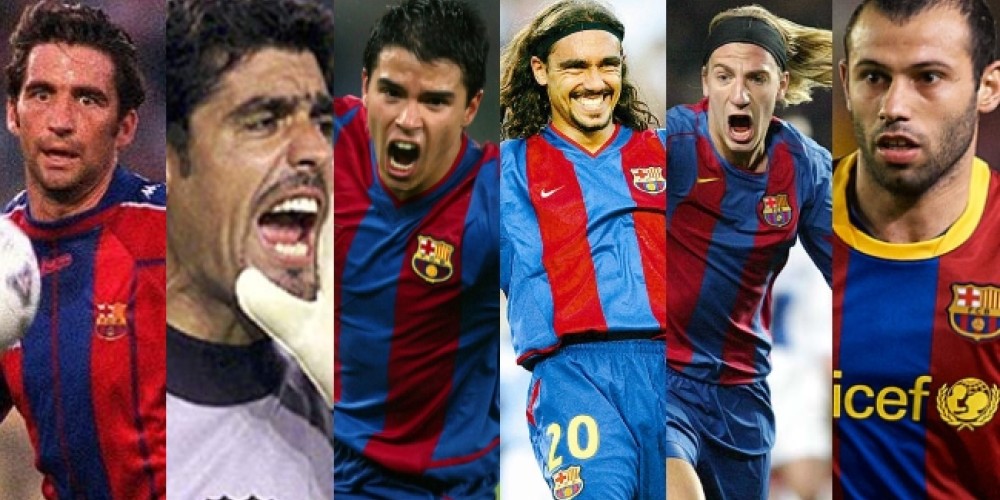 Los jugadores que vistieron las camisetas de River y el Barcelona