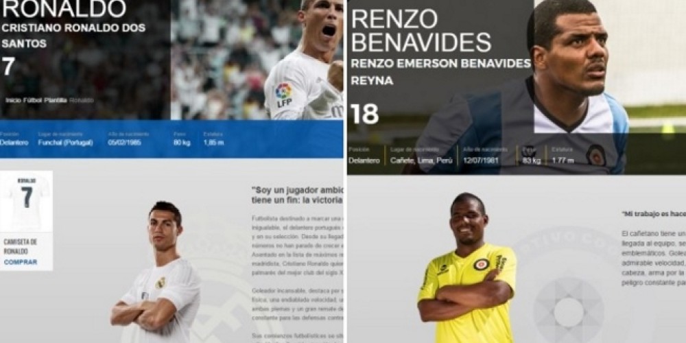 Un equipo peruano copi&oacute; la web del Real Madrid