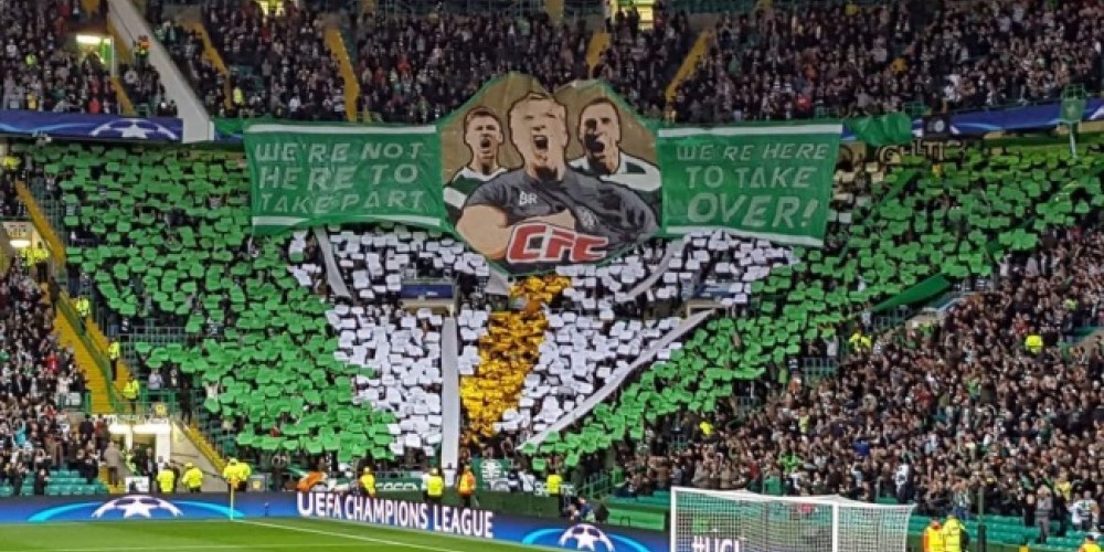 Los hinchas del Celtic prepararon una bandera homenaje para Conor McGregor 