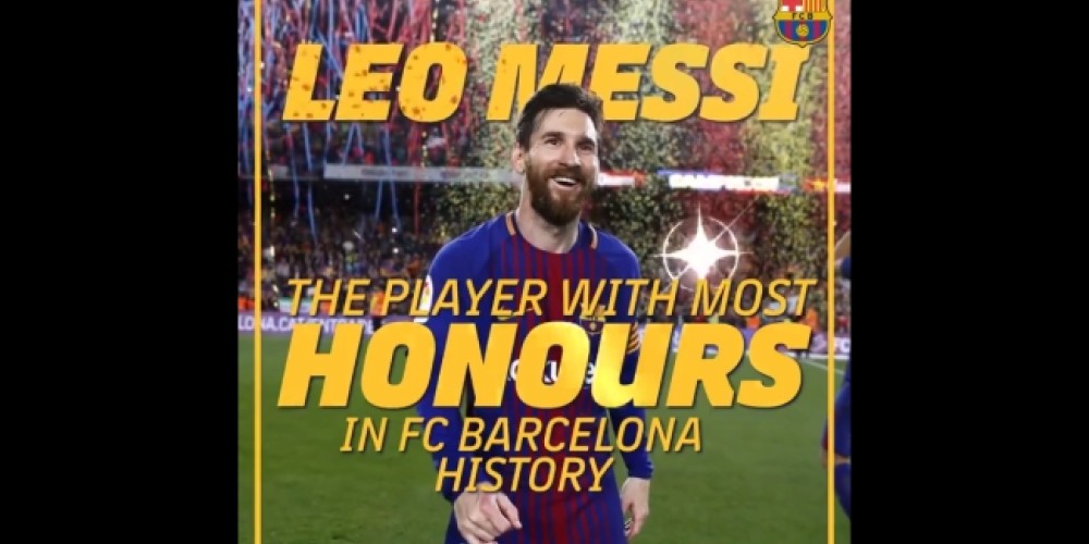 A trav&eacute;s de un emotivo video el FC Barcelona reconoci&oacute; a Messi como el m&aacute;s ganador de la historia del club