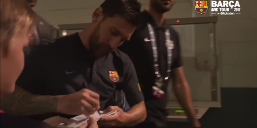 El FC Barcelona present&oacute; lo mejor de la pretemporada de Messi en menos de dos minutos