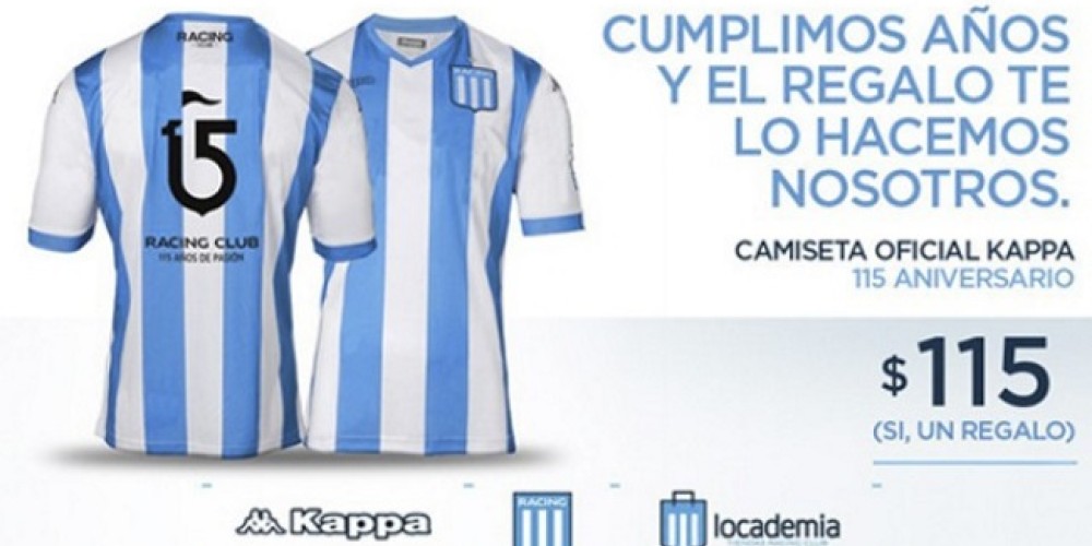 Kappa homenajea a Racing por su aniversario y saca camisetas por 115 pesos argentinos