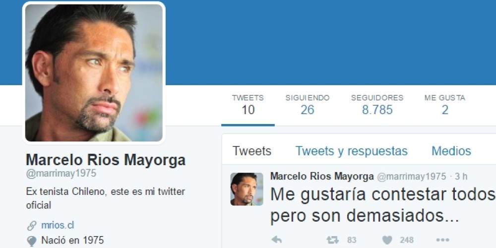El ex tenista chileno Marcelo R&iacute;os se abri&oacute; una cuenta de Twitter