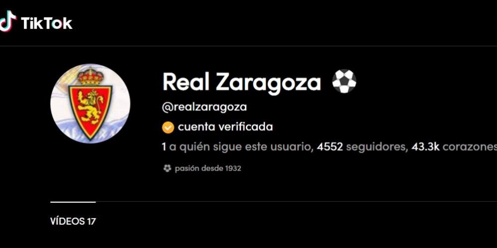 Real Zaragoza es el primer equipo de f&uacute;tbol europeo en crear un perfil en la red social TikTok