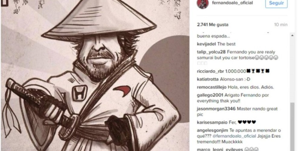Fernando Alonso y su viral caricatura samur&aacute;i